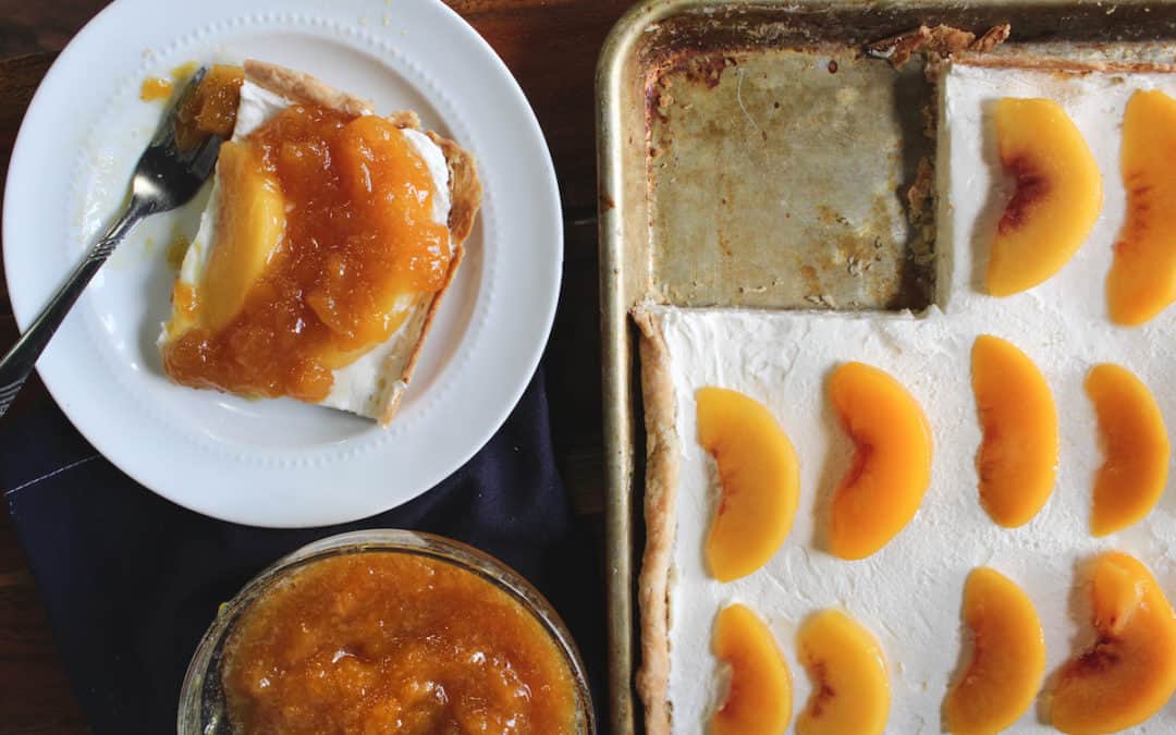 Sweet Cream and Peach Preserve Slab Pie