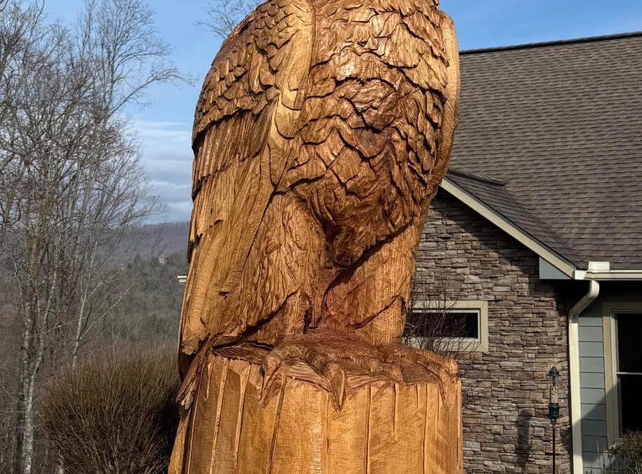 Local artist Chris Lantz uses a chainsaw instead of a paint brush￼